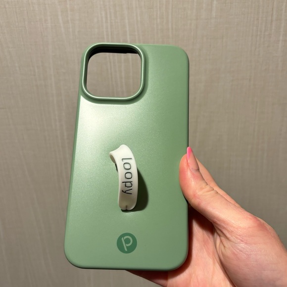 Loopy Case Accessories - iPhone 14 Pro Max Loopy Case Green Phone Case with White Loop